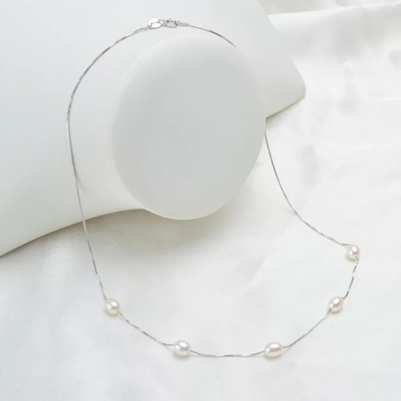 NEW Natural Pearl Sterling Silver S925 Necklace - Picture 4 of 6